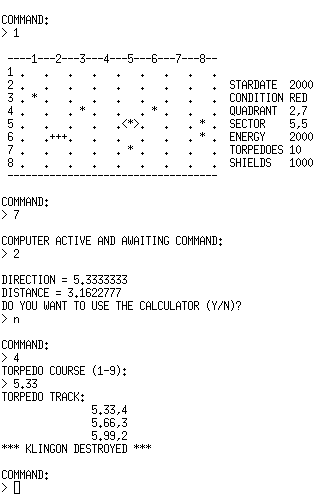 ZX81 Star Trek